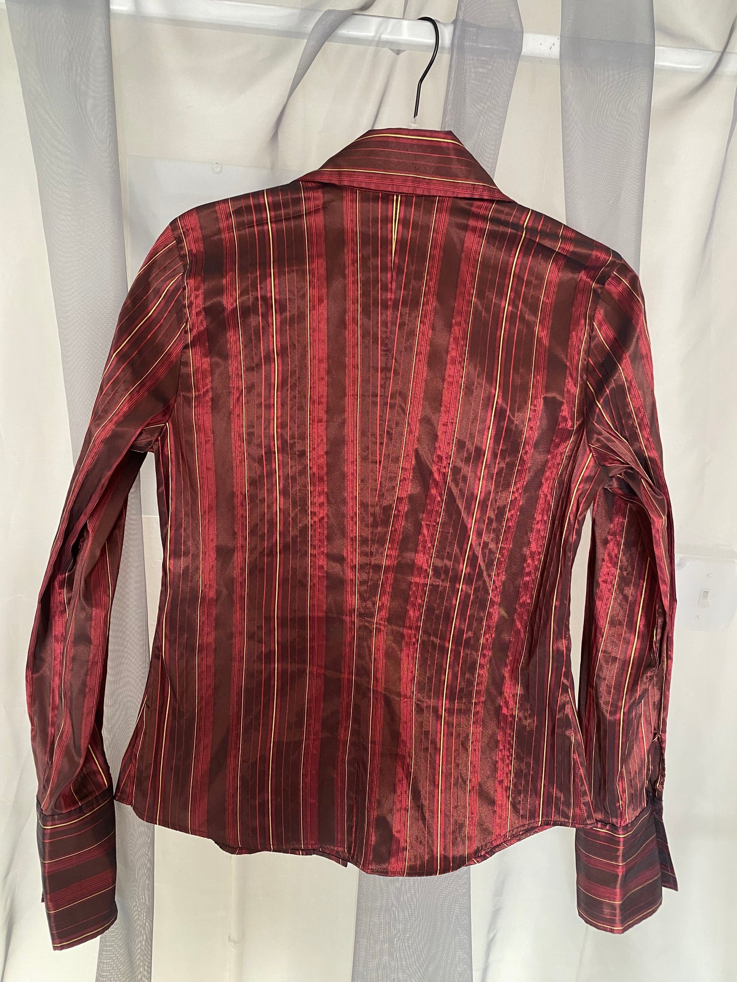 gold stripe burgundy button up