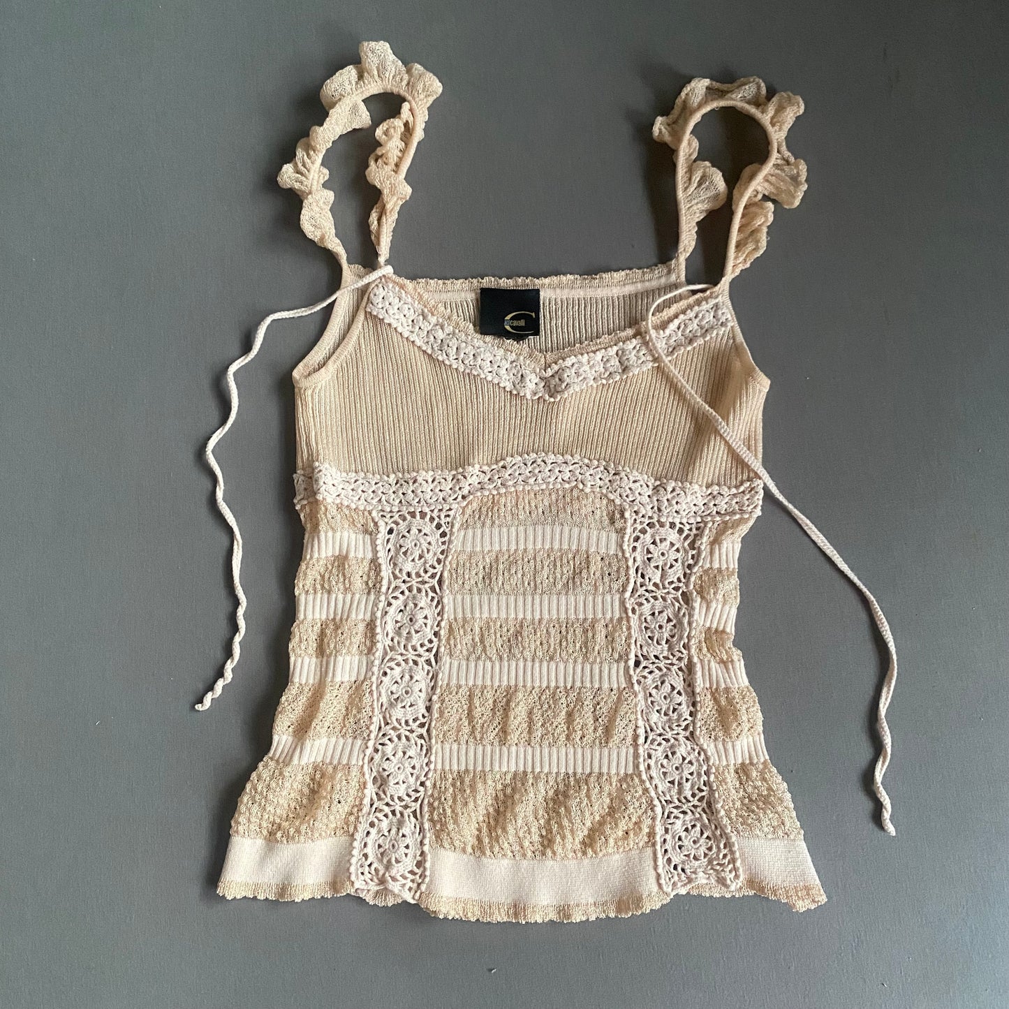 roberto cavalli crochet top