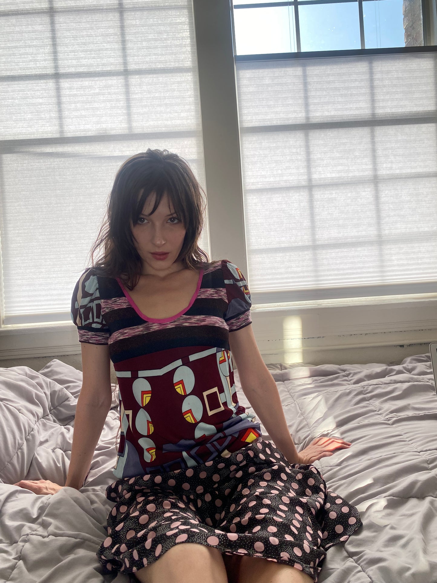 geo pattern patchwork top
