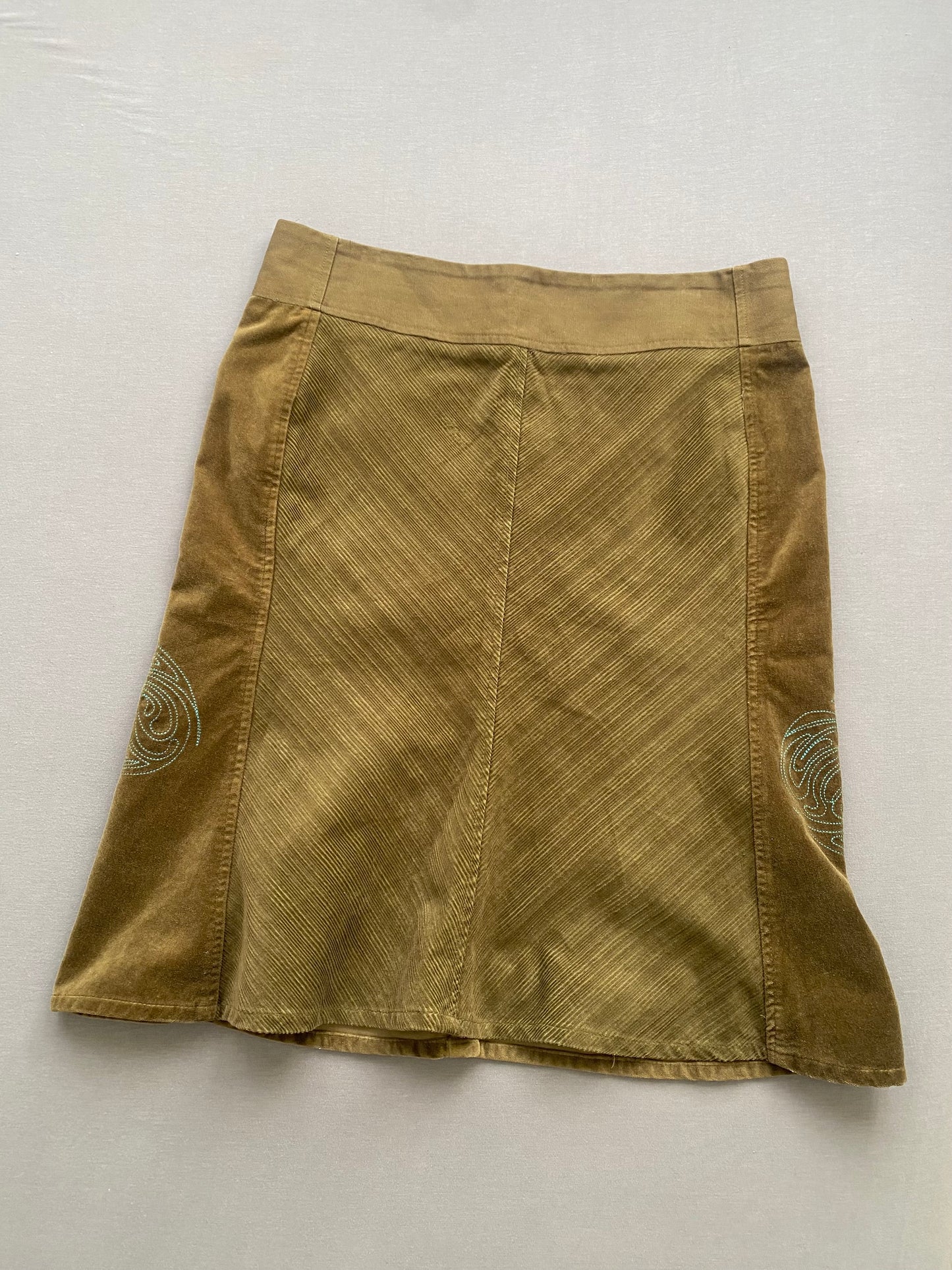 velvet skirt with embroidered back