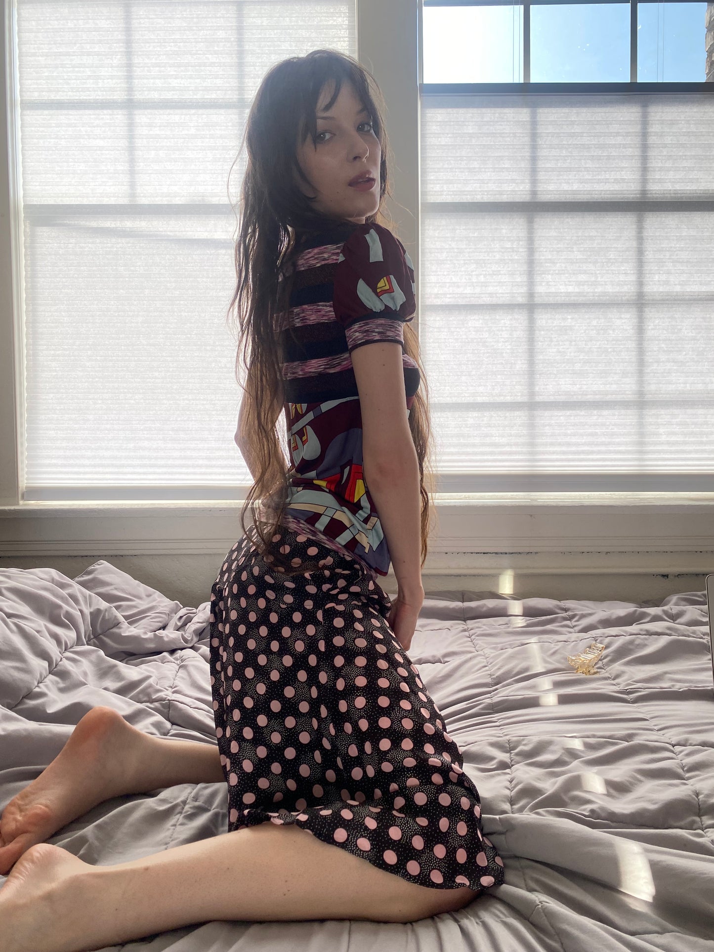 geo pattern patchwork top