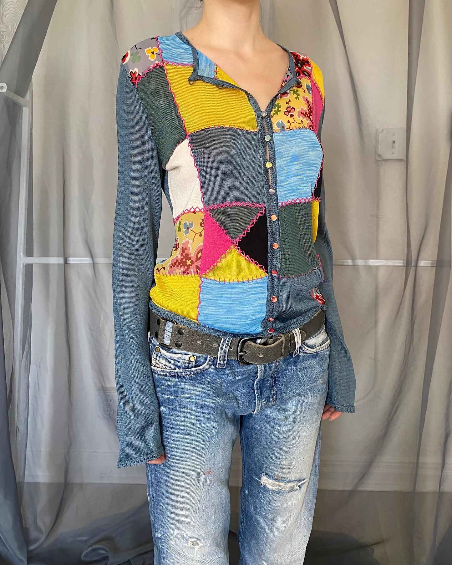 ss2002 galliano patchwork knit