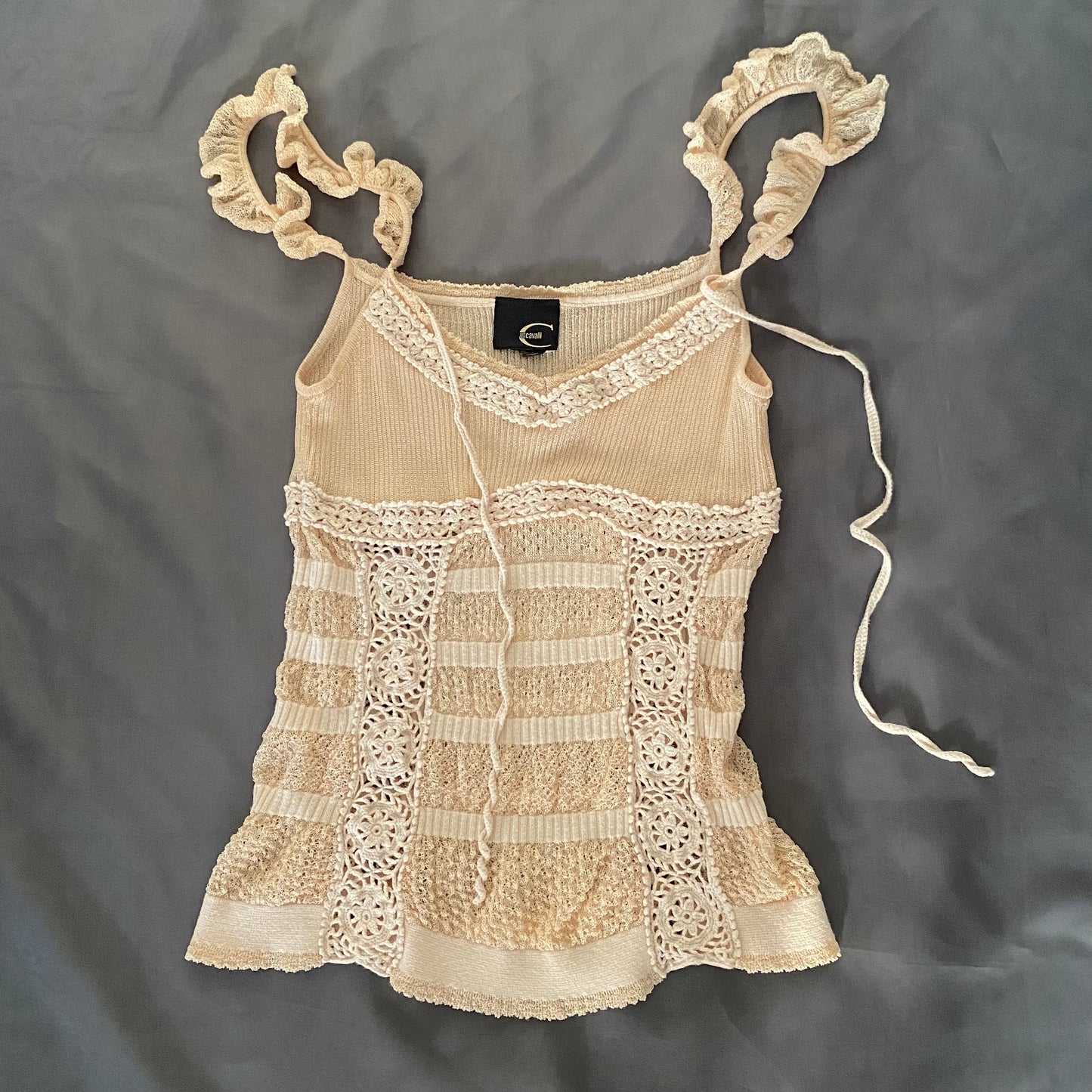 roberto cavalli crochet top