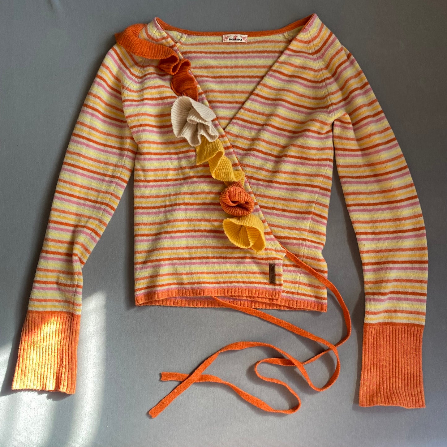 striped wrap sweater