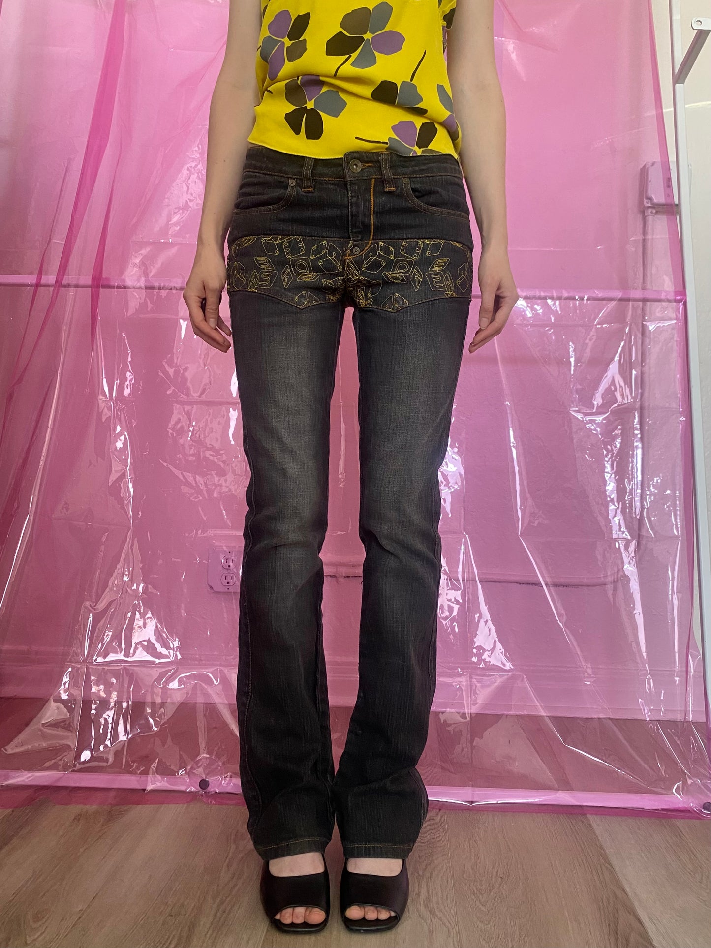 embroidered jeans