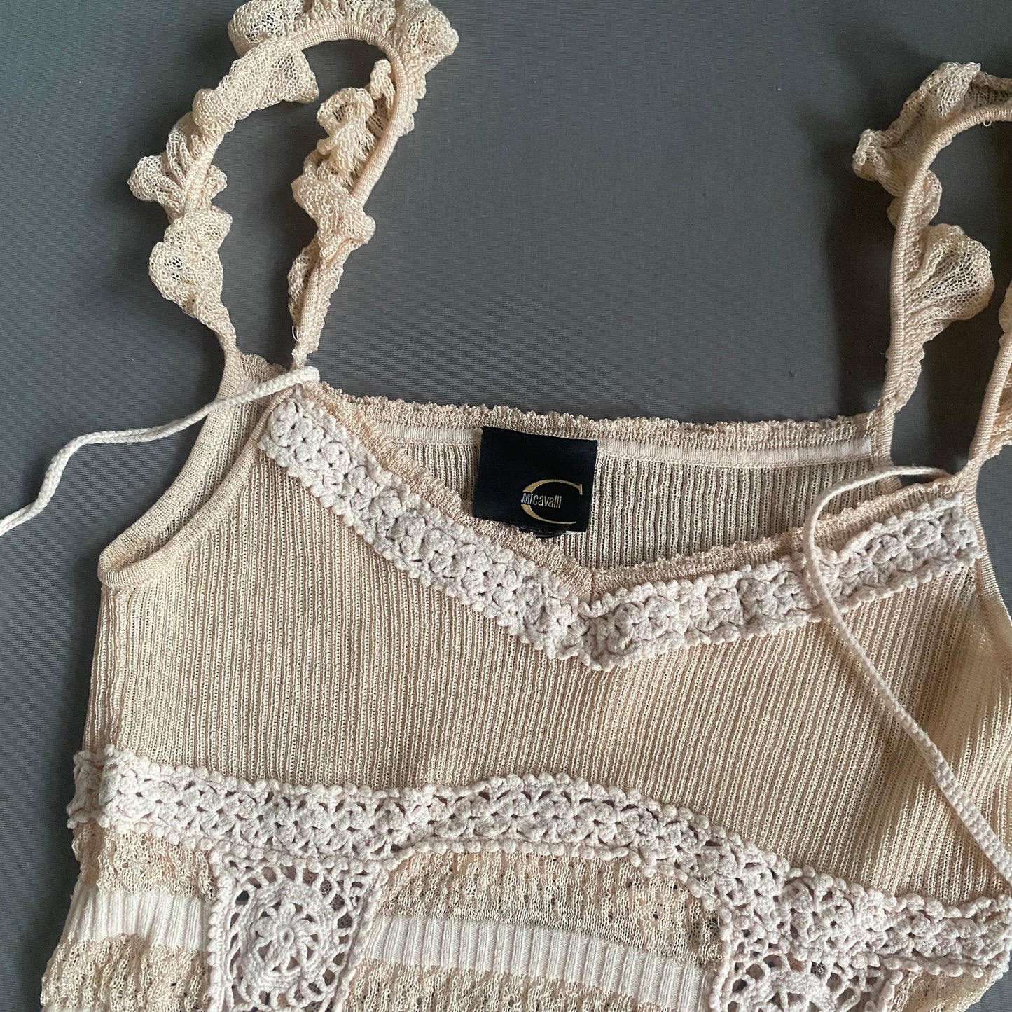 roberto cavalli crochet top