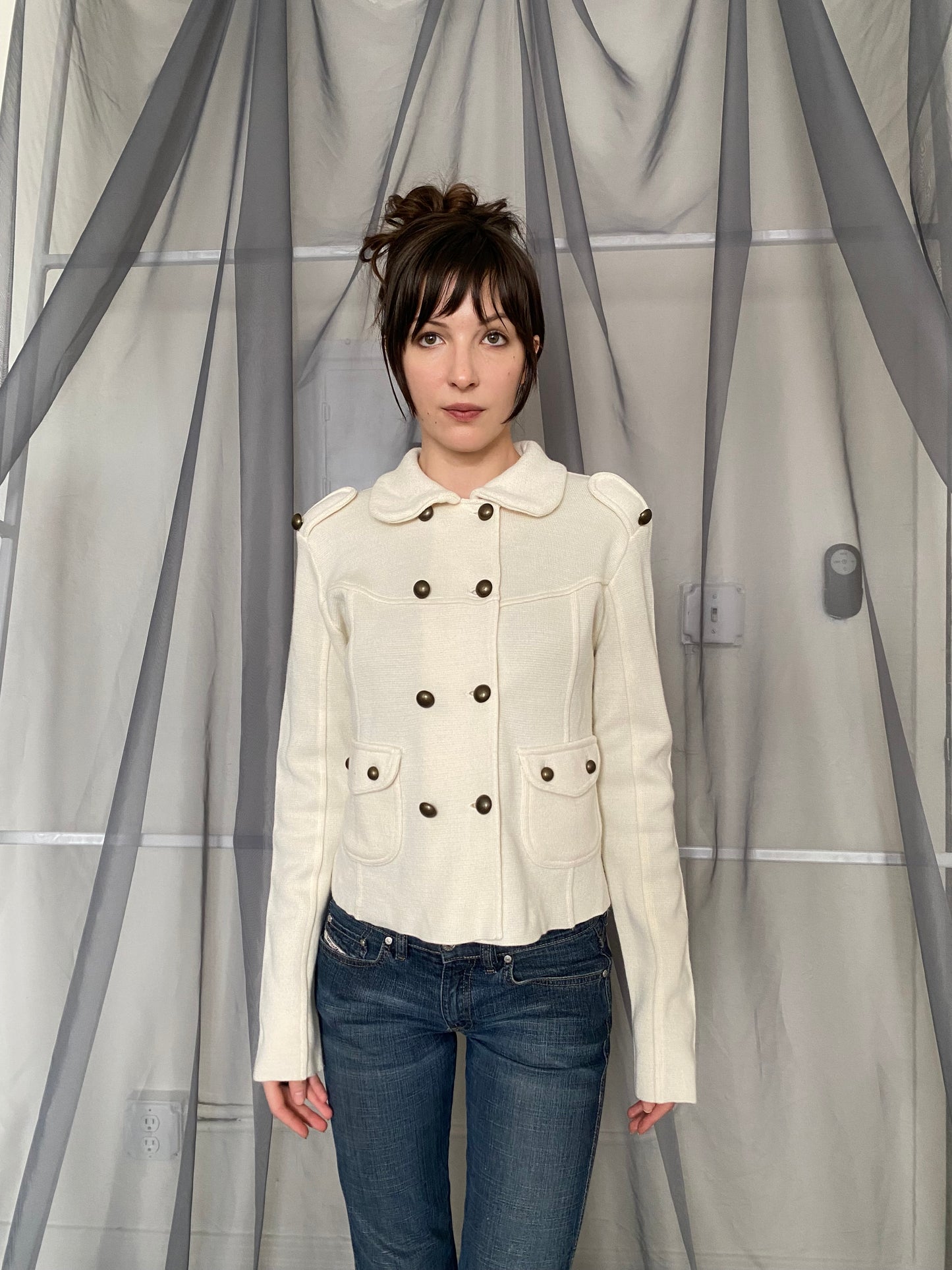 double breasted sweater jacket