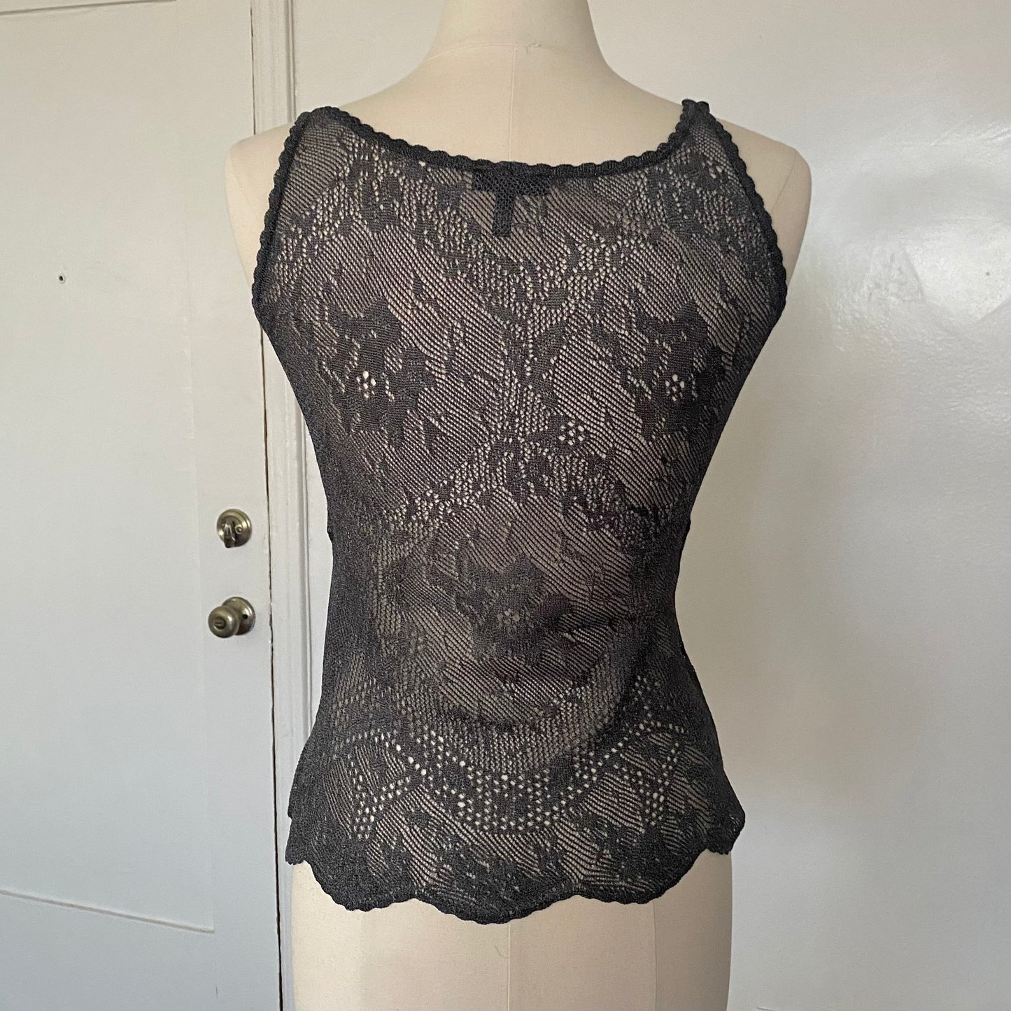escada knit lace tank top