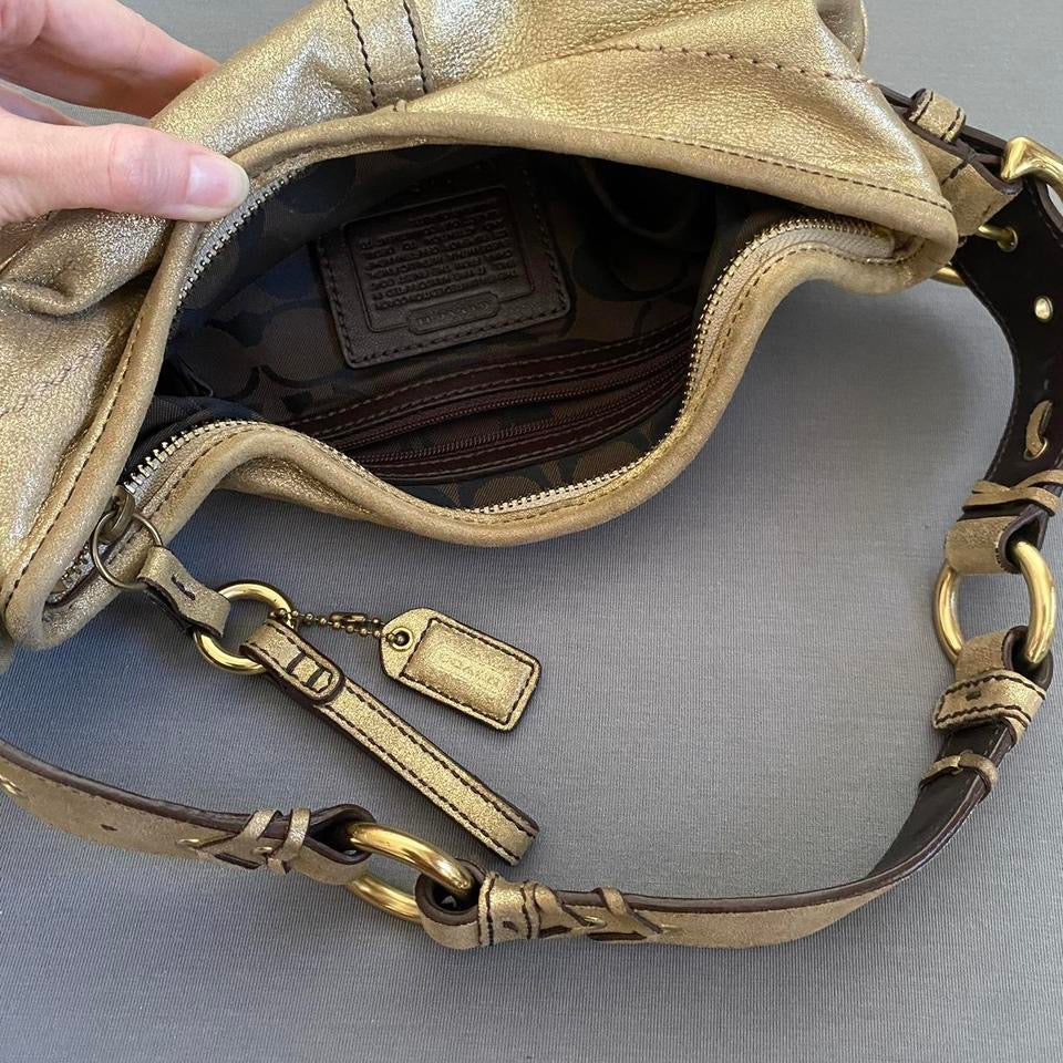 gold leather coach bag