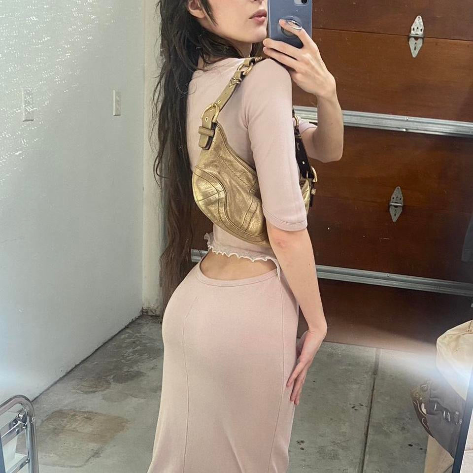gold leather coach bag