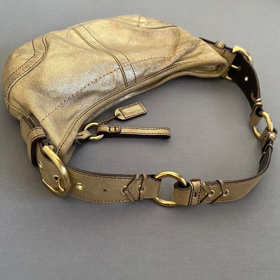 gold leather coach bag
