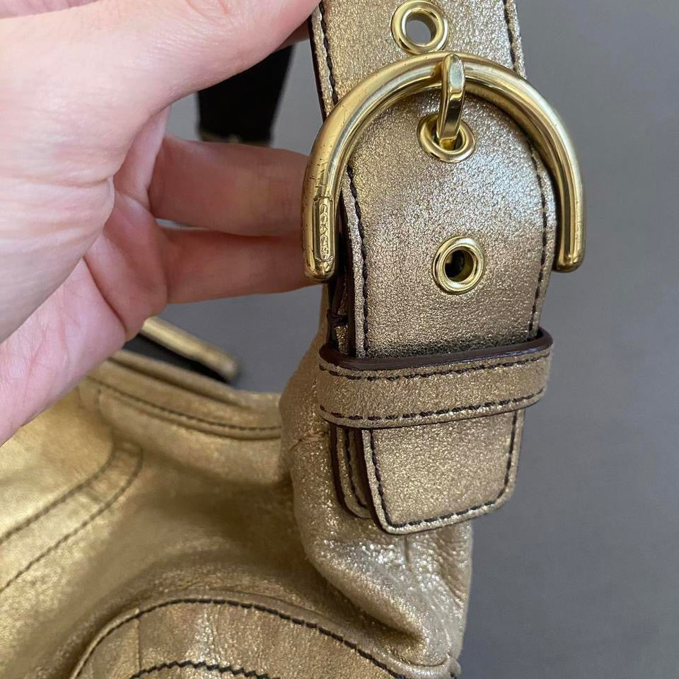 gold leather coach bag