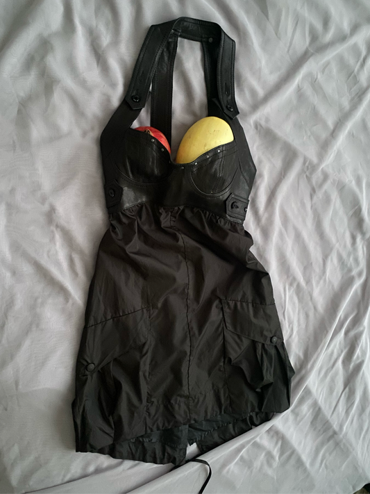 leather + nylon diesel dress