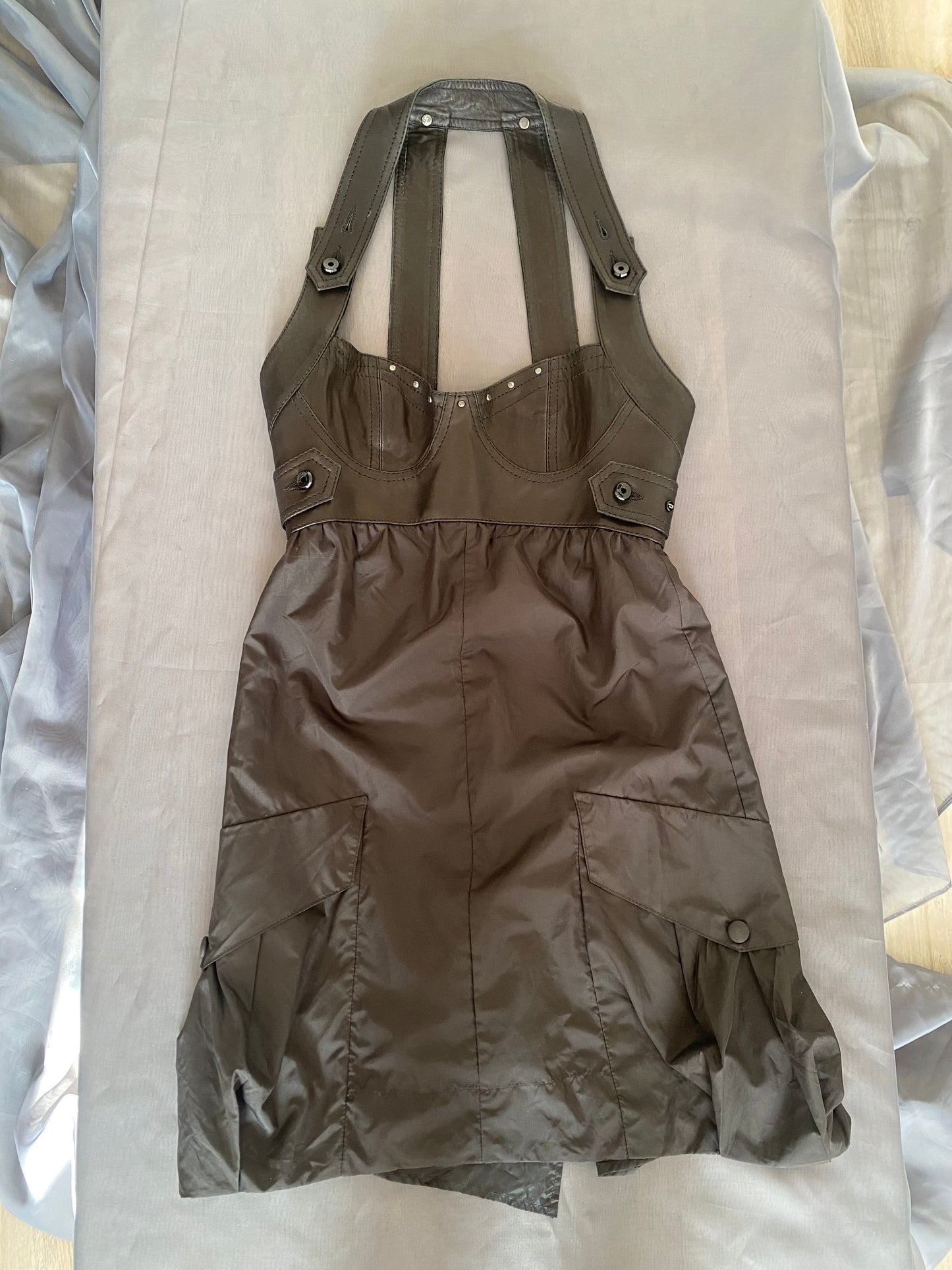 leather + nylon diesel dress