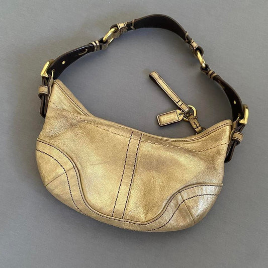 gold leather coach bag